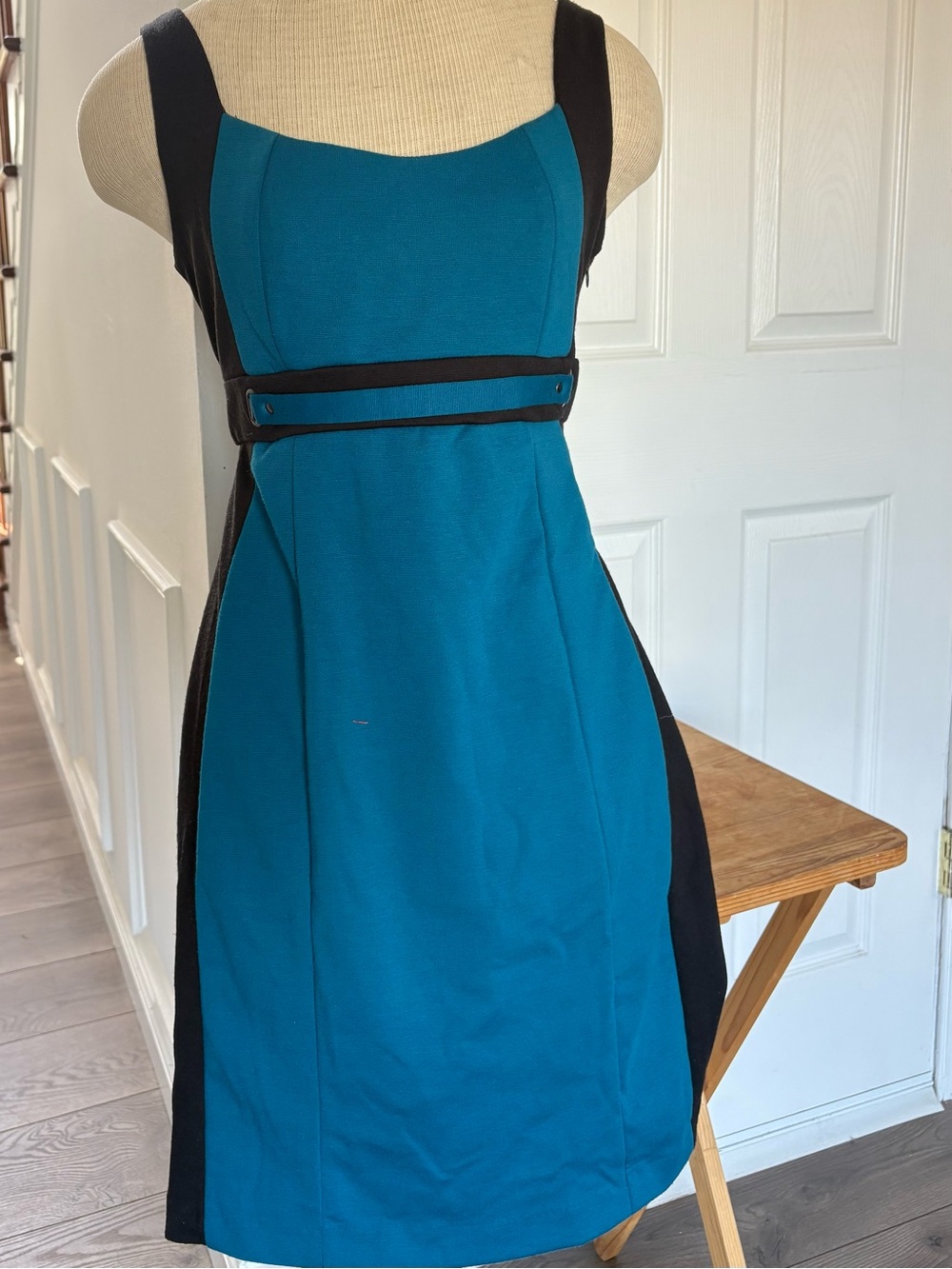 New York & Company Blue and Black Panel Sheath Dress
